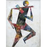 RUSSIAN SCHOOL (20th century) Cubist Figure Watercolour and crayon Inscribed in cyrillic 32.5 x 44.