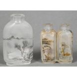 A Chinese inside painted glass twin snuff bottle,