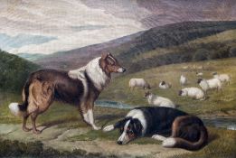 E J KEELING (19th century) British Collies in a Rural Landscape Oil on canvas Signed and dated