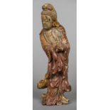 A 19th century Chinese carved soapstone figure of Guanyin Typically modelled. 28 cm high.