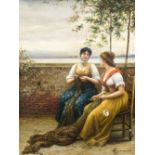 After EUGENE DE BLAAS (1843-1932) Italian Figures Mending Nets from the Serenade Oil on