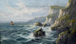 FRANK HIDER (1861-1933) British High Tide Near the Lizard Oil on canvas Signed 50 x 29.