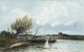 F WATSON (19th century) British On the Norfolk Broads Watercolour Signed 45.