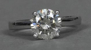 An 18 ct white gold diamond solitaire ring The claw set stone approximately 2.25 carats.