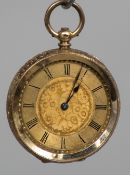 A Continental 18 ct gold cased pocket watch by Milleret, Geneve The 3.