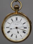 A 19th century 18 ct gold cased gentleman's keyless wind open face chronograph pocket watch The 4.