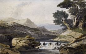 Attributed to JOHN VARLEY (1778-1842) British River Landscape Watercolour Signed 35 x 24 cm,