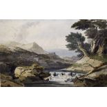 Attributed to JOHN VARLEY (1778-1842) British River Landscape Watercolour Signed 35 x 24 cm,