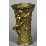 A bronze vase by Louchet, Paris Modelled as an amorous faun and a naked lady before a tree.