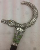 A Russian Silver mounted and enamelled walking cane,