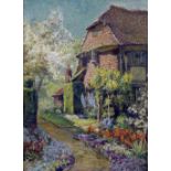 FRANK DIXON (1862-1936) British Cottage Garden Oil on board Signed 23 x 31.