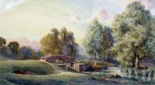 ARTHUS KEMP TEBBY (1865-1935) British The Bridge at Beeleigh, Essex Watercolour Signed 48 x 27 cm,