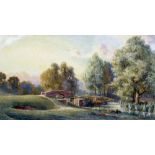 ARTHUS KEMP TEBBY (1865-1935) British The Bridge at Beeleigh, Essex Watercolour Signed 48 x 27 cm,