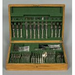A silver plated six place setting canteen of cutlery by Mappin & Webb, Sheffield In fitted oak case.