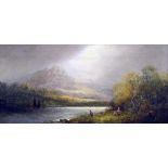 ENGLISH SCHOOL (19th century) Highland Loch Scenes with Figures Oils on canvas One indistinctly