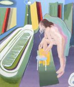 *AR DERMOT HOLLAND (20th century) Irish Bath Time Oil on canvas Signed to verso 81.5 x 101.