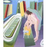 *AR DERMOT HOLLAND (20th century) Irish Bath Time Oil on canvas Signed to verso 81.5 x 101.