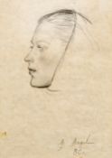 VALERIE LEDNEV (born 1940) Russian Woman in Profile Pencil Signed and dated 80,