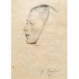 VALERIE LEDNEV (born 1940) Russian Woman in Profile Pencil Signed and dated 80,