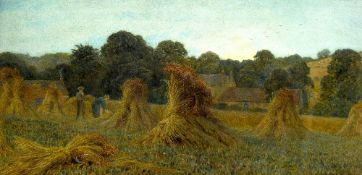 WALTER FRYER STOCKS (1843-1915) British Harvest Time Watercolour Signed and dated 1884 66 x 33 cm,