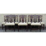 A set of eight Chippendale style mahogany dining chairs,