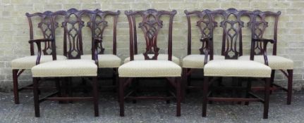 A set of eight Chippendale style mahogany dining chairs,