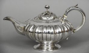 A George IV silver teapot, hallmarked London 1827,