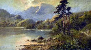 FRANK HIDER (1861-1933) British Huntsman in a Highland Landscape Oil on canvas Signed 49.5 x 28.