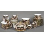 A good quantity of Royal Crown Derby tea wares, pattern 2451 Comprising: teapot, cover and stand,