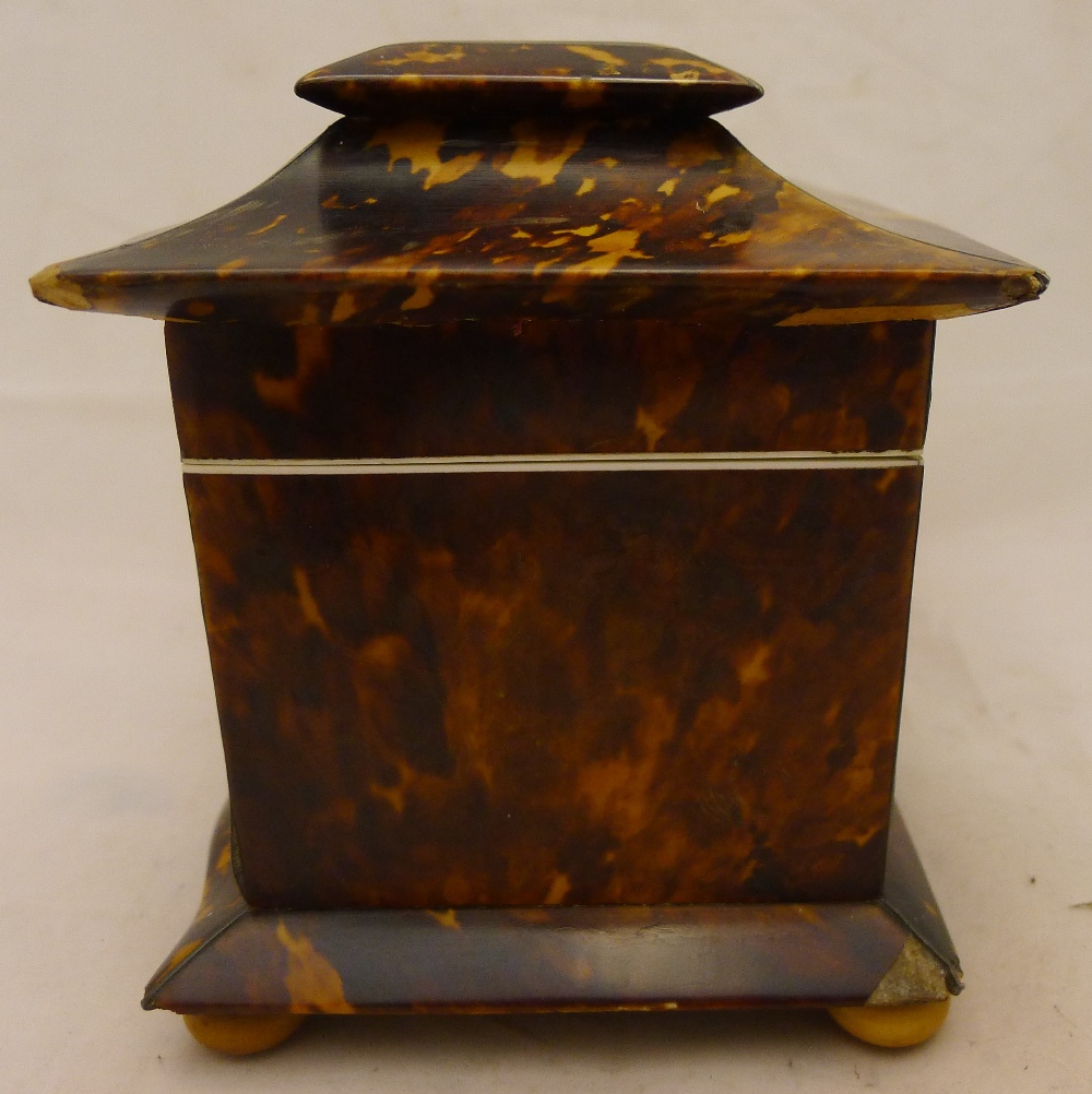 An early 19th century tortoiseshell tea caddy Of serpentine form, - Image 5 of 9