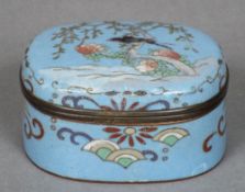 A cloisonne trinket box and cover The removable lid decorated with a bird perched on a branch. 6.