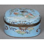 A cloisonne trinket box and cover The removable lid decorated with a bird perched on a branch. 6.