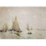 CHARLES HANNAFORD (1863-1955) British Lowestoft Watercolour Signed 37 x 27 cm,