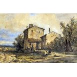 PIERRE THUILLIER (1799-1858) French Maison de Campagne en Auverge Watercolour Signed 26 x 17 cm,