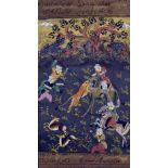 INDO-PERSIAN SCHOOL (18th/19th century) Hunting Scene Gouache highlighted with gilt within