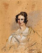 ENGLISH SCHOOL (19th century) Portrait miniature of Frances Mary Ann Prideaux Pencil and