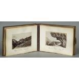 A Victorian photograph album The carved wood cover worked with a fruiting vine panel,