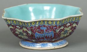 A Chinese porcelain bowl Of lobed octagonal form,