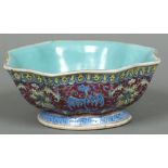 A Chinese porcelain bowl Of lobed octagonal form,