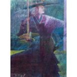 AMERICAN SCHOOL (20th century) Farm Worker Pastels Indistinctly signed 56 x 76.