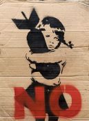 *AR BANKSY (born 1974) British Bomb Hugger Aerosol stencil on cardboard 56 x 76.