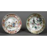 Two 19th century Chinese porcelain bowls One well painted with birds amongst flowering sprays,