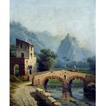 RAIMONDO SCOPPA (1820-1890) Italian North Italian Mountainous River Landscapes Oils on canvas One