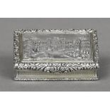 A George IV silver castle top snuff box, hallmarked London 1823,