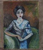 *AR After KEES VAN DONGEN (1877-1968) Dutch Portrait of a Lady Oil on canvas Image 22 x 29 cm,