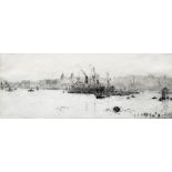 WILLIAM LIONEL WYLLIE (1851-1931) British Sugar Boats at Greenwich Limited edition etching Signed