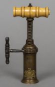 A Thomason Narrow Rack corkscrew Of typical form with Thomas patent badge and ivory handle. 24.