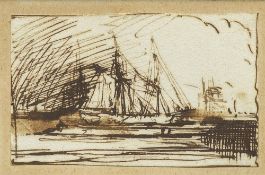 Manner of JOSEPH MALLORD WILLIAM TURNER (1775-1851) British Shipping "Solent" 1836 Pen and