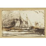 Manner of JOSEPH MALLORD WILLIAM TURNER (1775-1851) British Shipping "Solent" 1836 Pen and