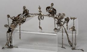 A Chinese unmarked silver headdress Of stylised woven form, mounted with various trailing birds.